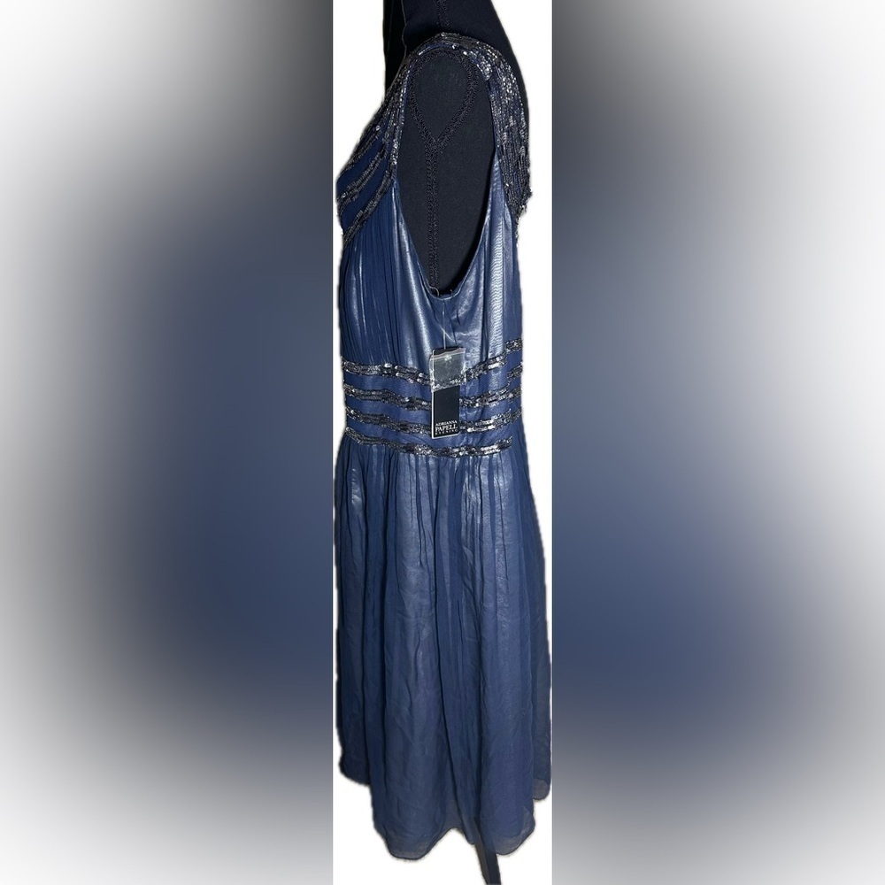 Adrianna Papell Blue Sequence Beaded Silk Madi Dress size 22W - Picture 2 of 10